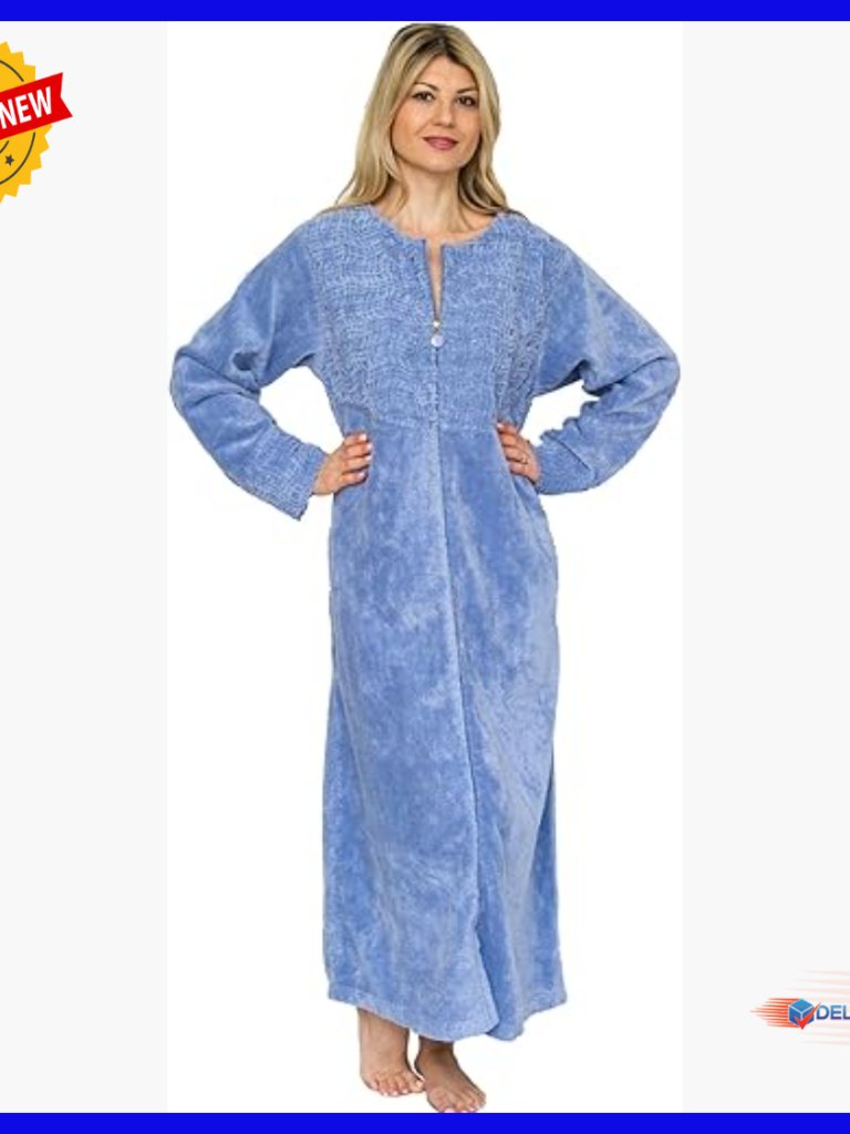 Full Length Cotton Chenille Robe A-Line Loungewear Hand Wash